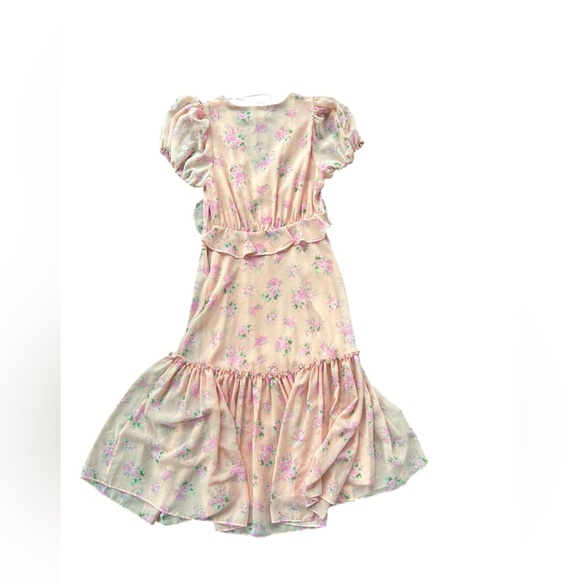 LoveShackFancy for Target Pink floral Short Sleeve Midi Dress Size 0 - Picture 9 of 10